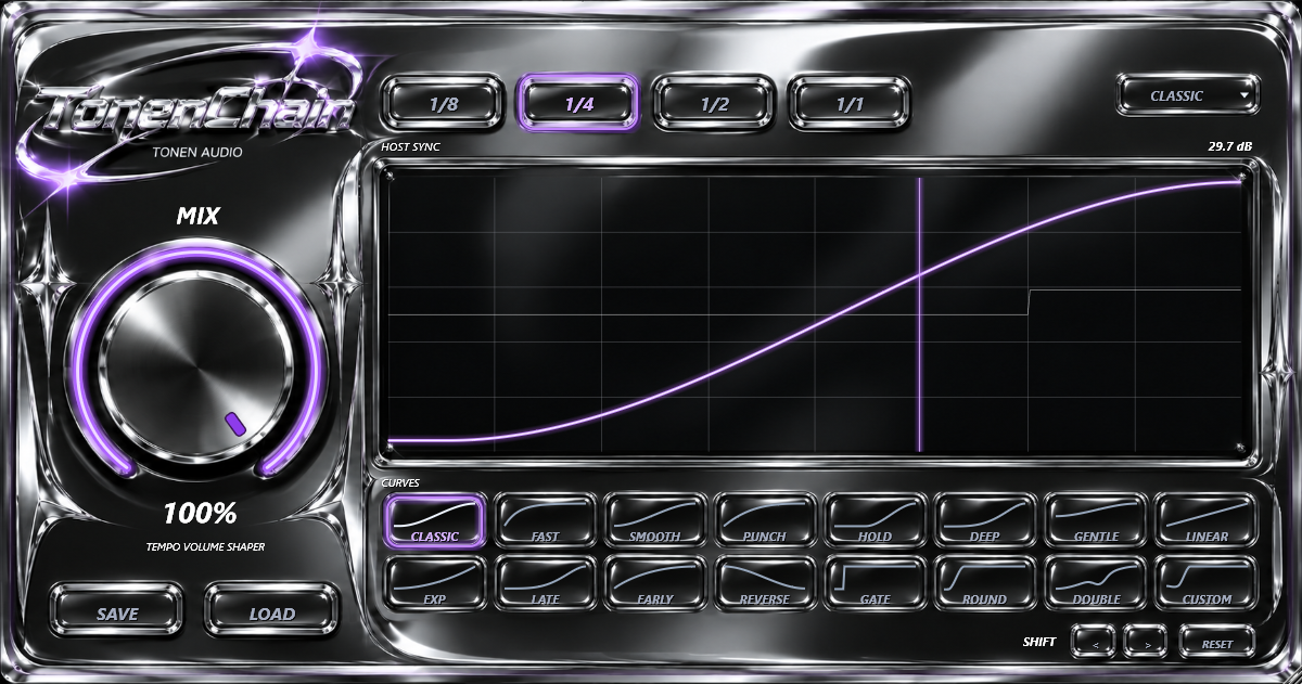 TonenChain 1.6.1 chrome and purple tempo volume shaper